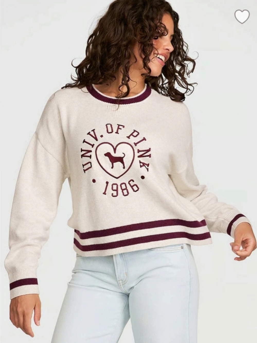 Y2K PINK Victoria's Secret University of Pink 1986 Crewneck Sweater